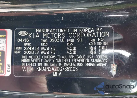 2016 Kia Soul from USA, damaged, VIN KNDJN2A20G7361103